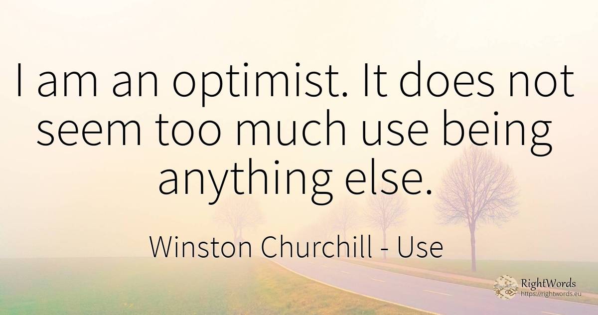 I am an optimist. It does not seem too much use being... - Winston Churchill, quote about optimism, use, being