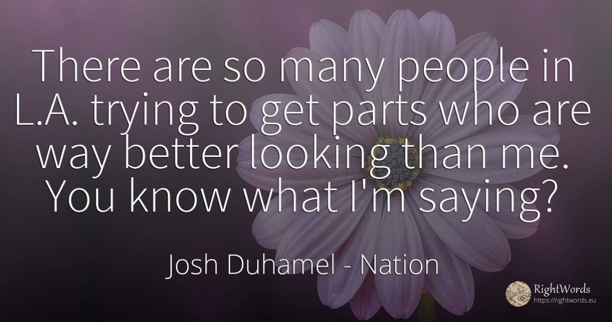 There are so many people in L.A. trying to get parts who... - Josh Duhamel, quote about nation, people