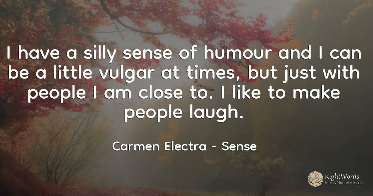 I have a silly sense of humour and I can be a little... - Carmen Electra, quote about vulgarity, common sense, sense, people