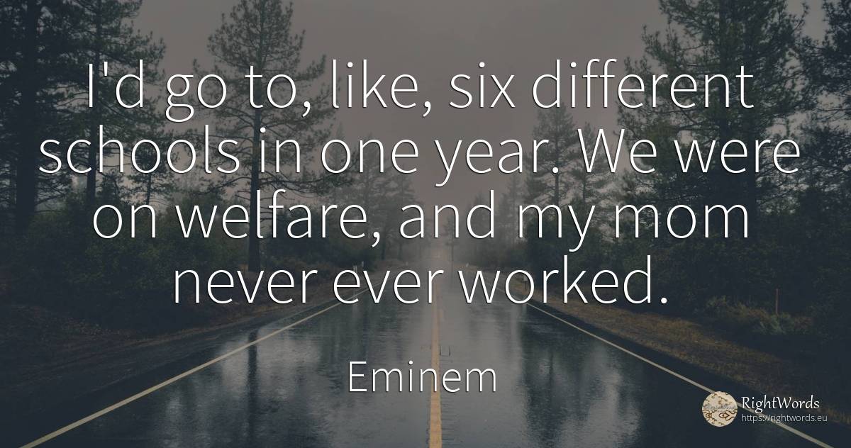 I'd go to, like, six different schools in one year. We... - Eminem