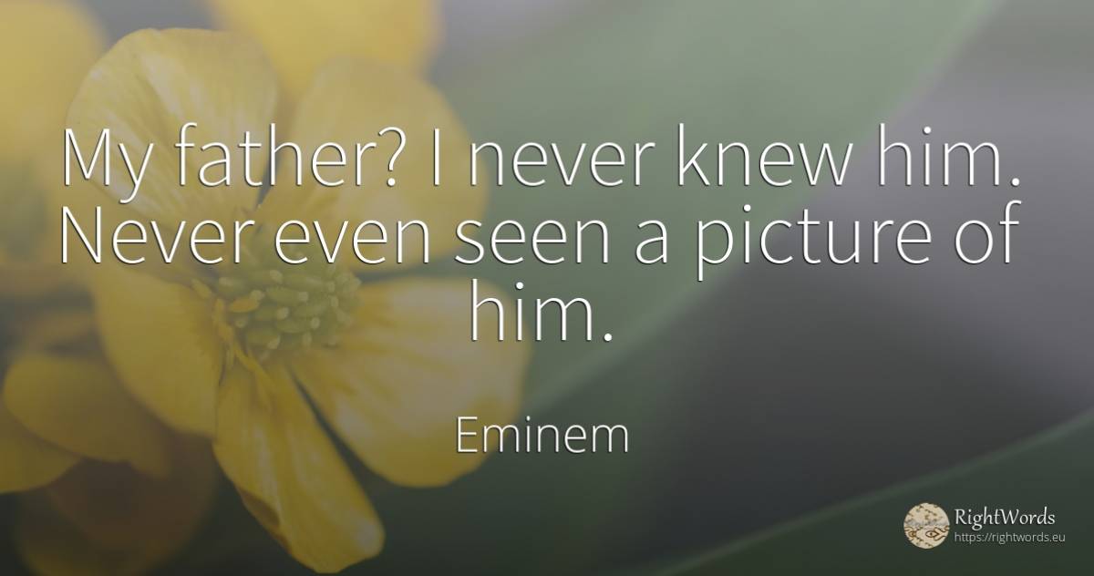 My father? I never knew him. Never even seen a picture of... - Eminem