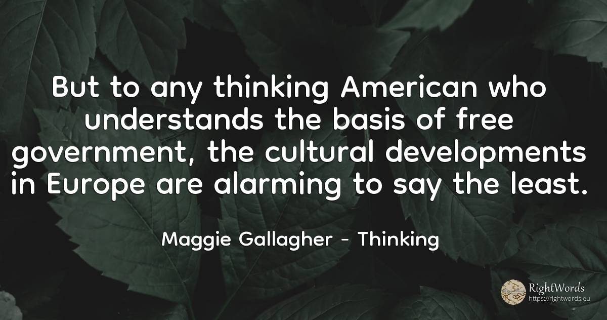But to any thinking American who understands the basis of... - Maggie Gallagher, quote about thinking, americans