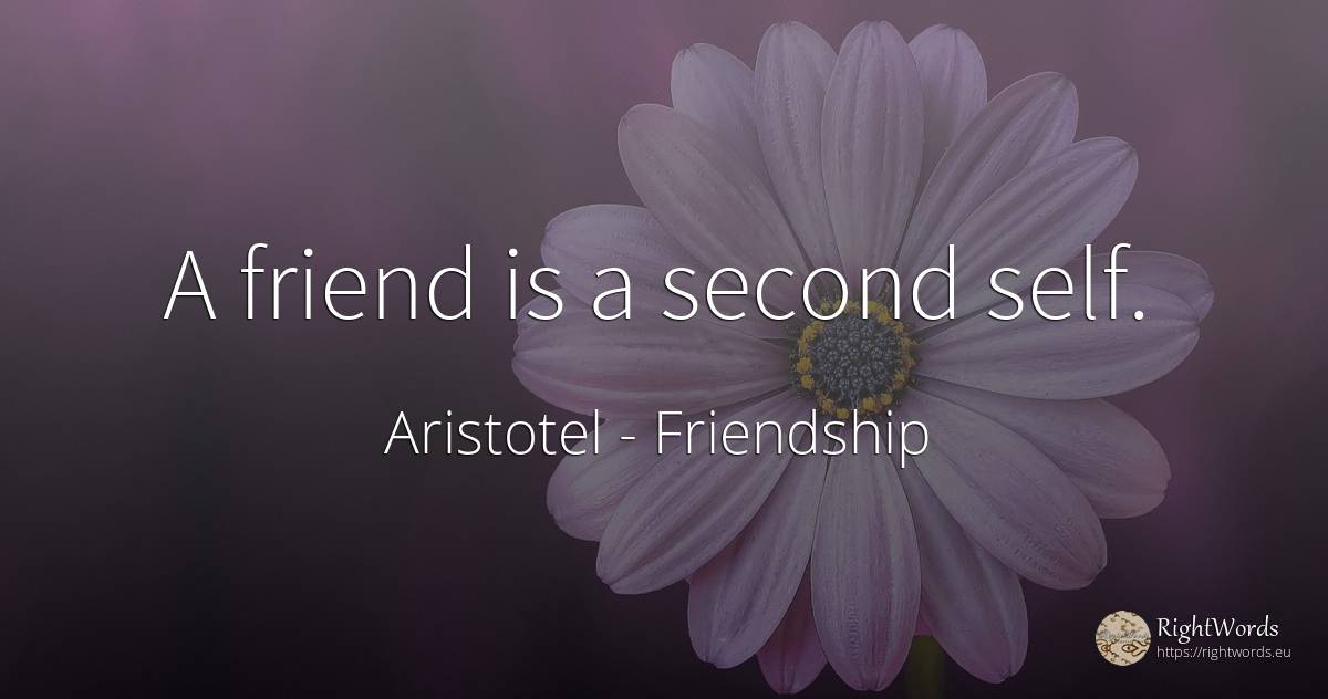 A friend is a second self. - Aristotel, quote about friendship, self-control