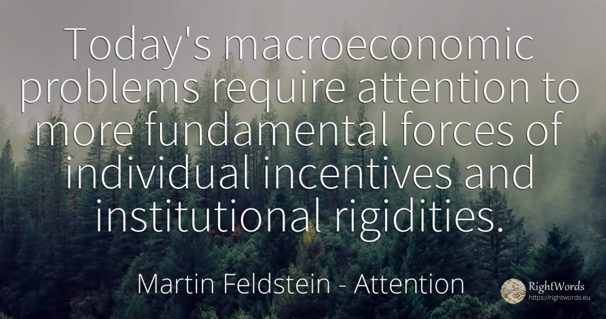 Today's macroeconomic problems require attention to more... - Martin Feldstein, quote about attention, force, problems