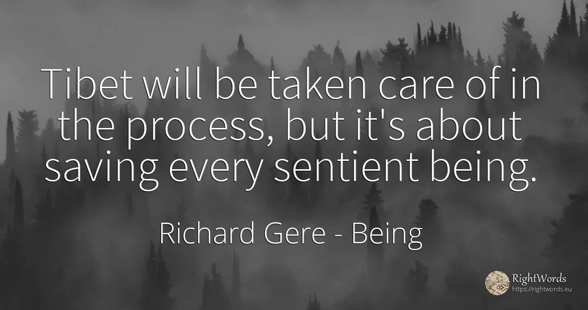 Tibet will be taken care of in the process, but it's... - Richard Gere, quote about being