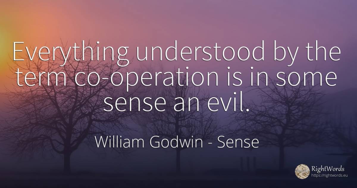 Everything understood by the term co-operation is in some... - William Godwin, quote about common sense, sense