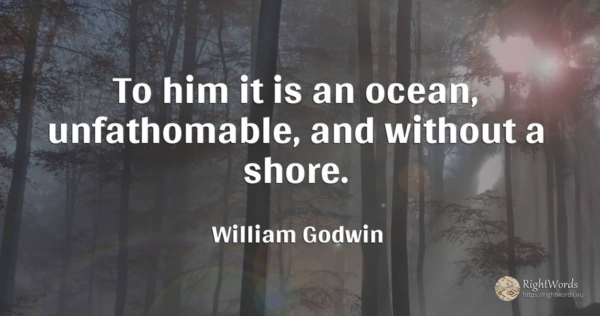 To him it is an ocean, unfathomable, and without a shore. - William Godwin