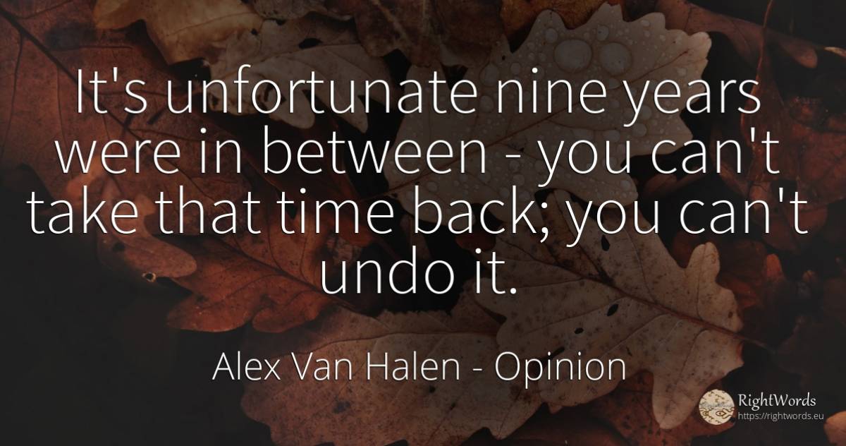 It's unfortunate nine years were in between - you can't... - Alex Van Halen, quote about opinion, time