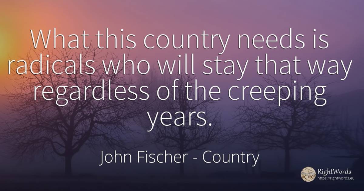 What this country needs is radicals who will stay that... - John Fischer, quote about country