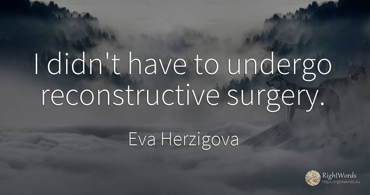 I didn't have to undergo reconstructive surgery. - Eva Herzigova