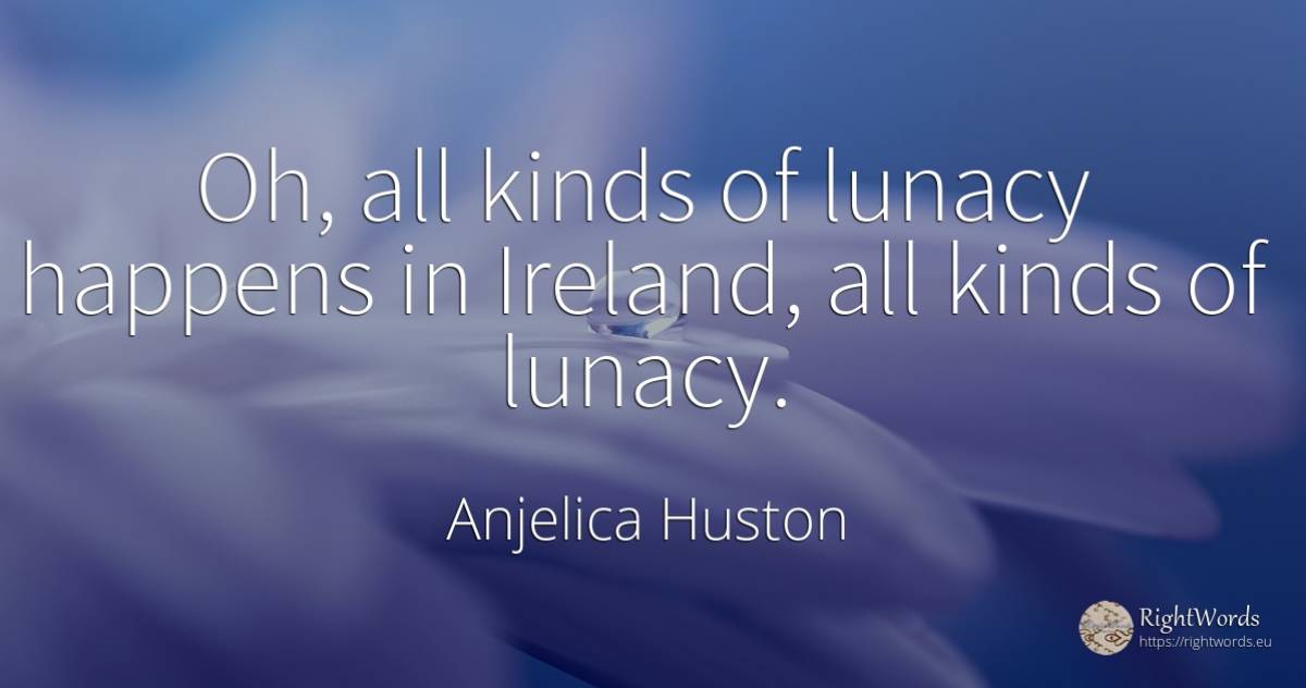 Oh, all kinds of lunacy happens in Ireland, all kinds of... - Anjelica Huston