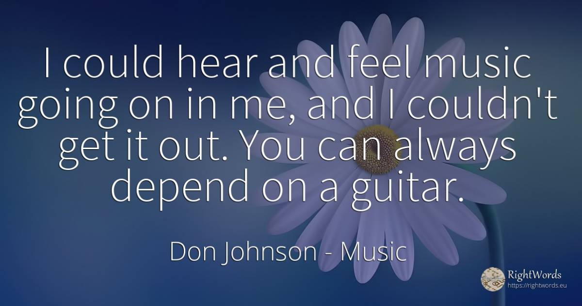 I could hear and feel music going on in me, and I... - Don Johnson, quote about music