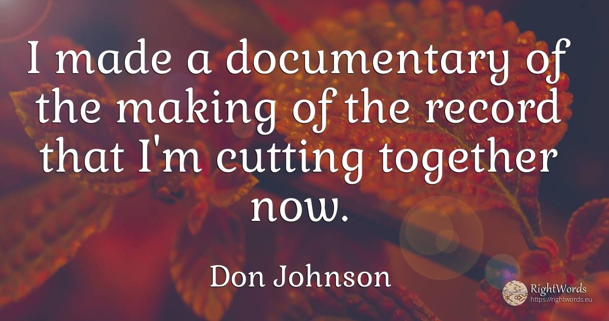 I made a documentary of the making of the record that I'm... - Don Johnson
