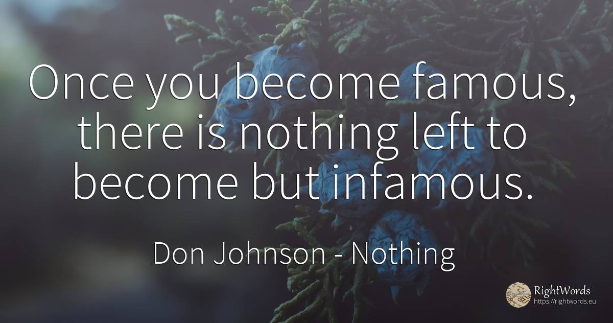 Once you become famous, there is nothing left to become... - Don Johnson, quote about nothing