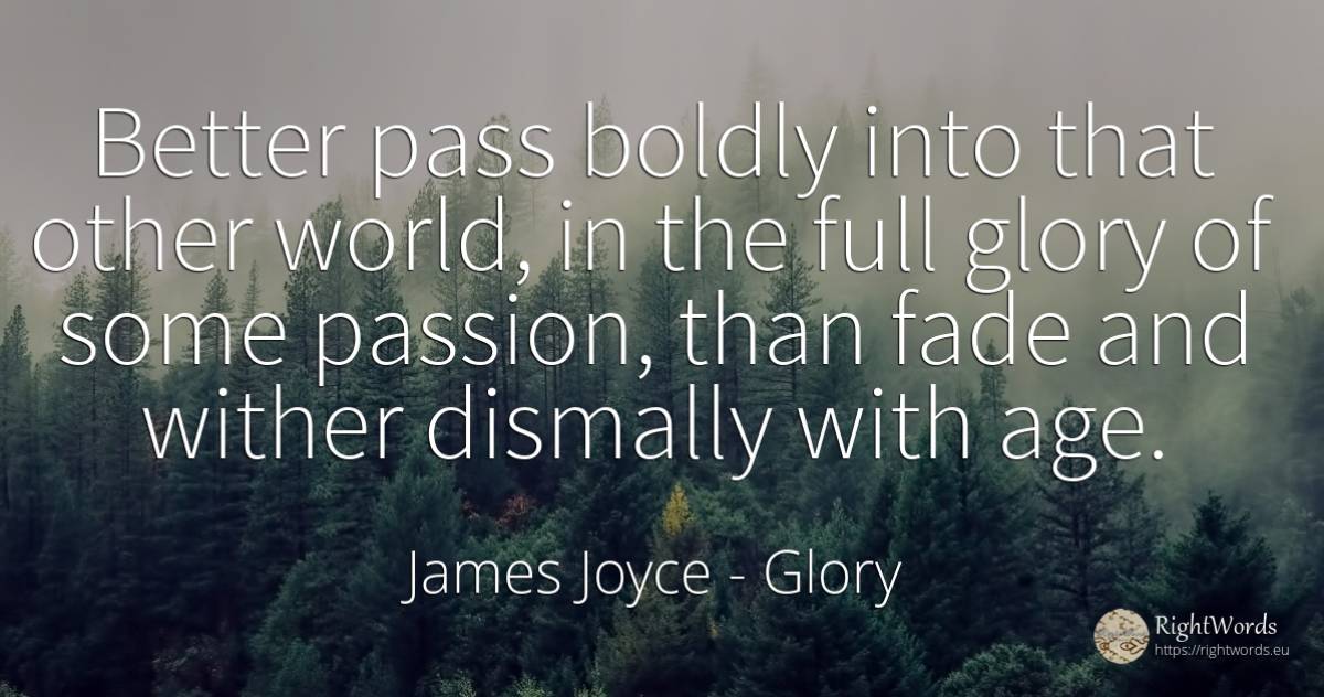 Better pass boldly into that other world, in the full... - James Joyce, quote about glory, age, olderness, world