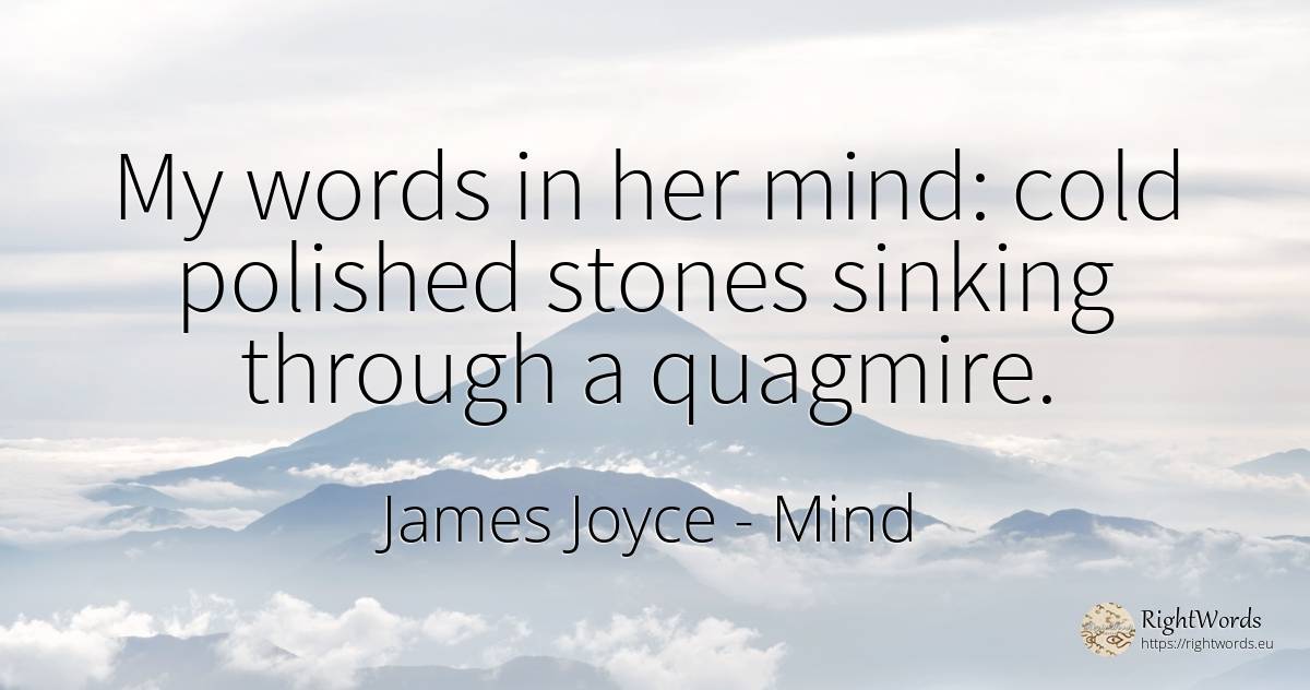 My words in her mind: cold polished stones sinking... - James Joyce, quote about mind