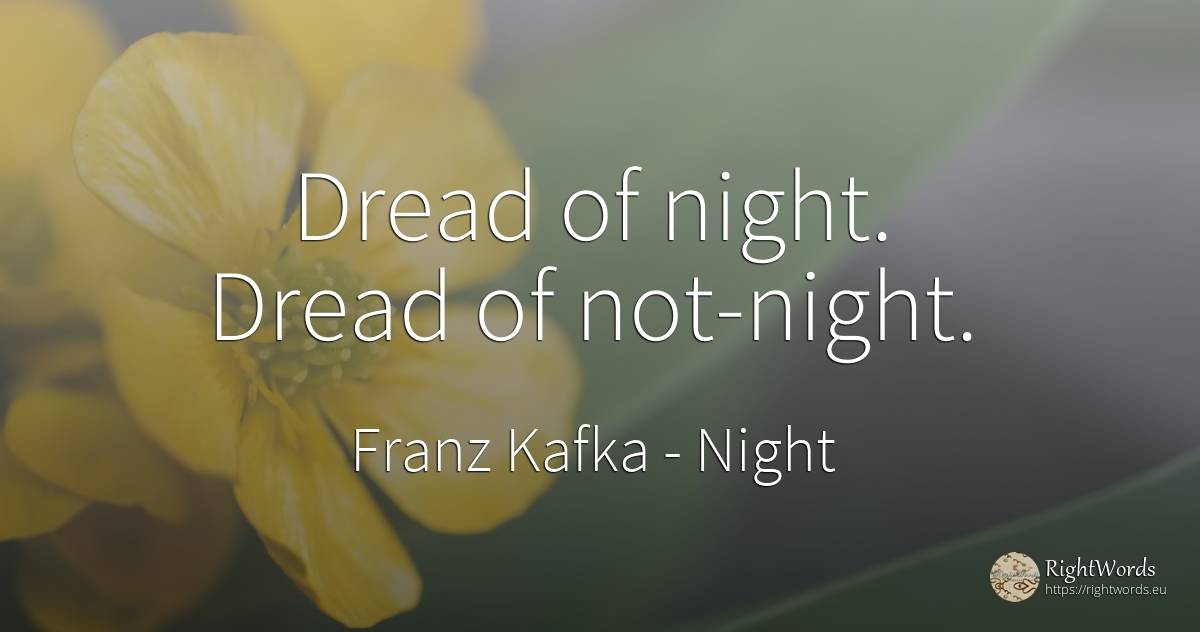 Dread of night. Dread of not-night. - Franz Kafka, quote about night