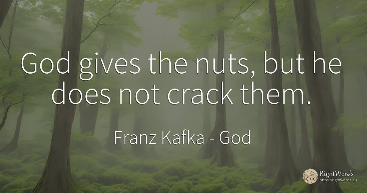 God gives the nuts, but he does not crack them. - Franz Kafka, quote about god