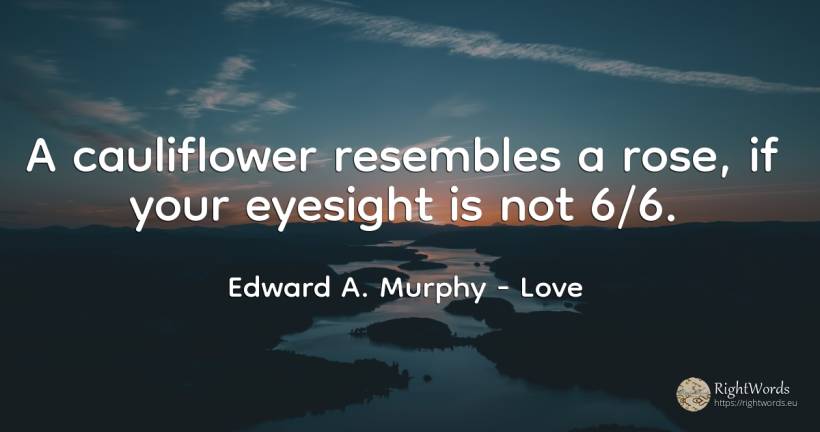 A cauliflower resembles a rose, if your eyesight is not 6/6. - Edward A. Murphy, quote about love