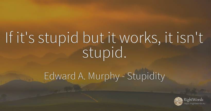 If it's stupid but it works, it isn't stupid. - Edward A. Murphy, quote about stupidity