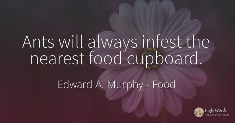 Ants will always infest the nearest food cupboard. - Edward A. Murphy, quote about food