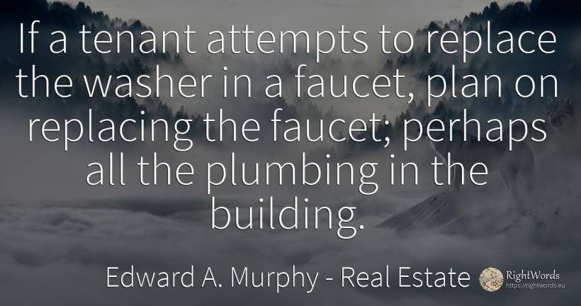 If a tenant attempts to replace the washer in a faucet, ... - Edward A. Murphy, quote about real estate