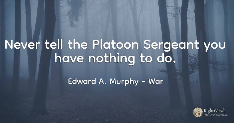 Never tell the Platoon Sergeant you have nothing to do. - Edward A. Murphy, quote about war, nothing