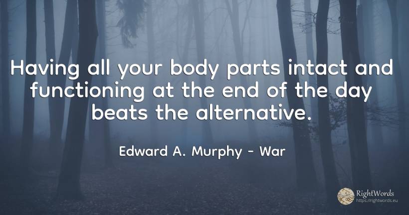 Having all your body parts intact and functioning at the... - Edward A. Murphy, quote about war, body, end, day