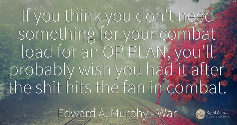 If you think you don't need something for your combat... - Edward A. Murphy, quote about war, wish, need