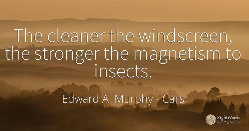 The cleaner the windscreen, the stronger the magnetism to... - Edward A. Murphy, quote about cars, insects