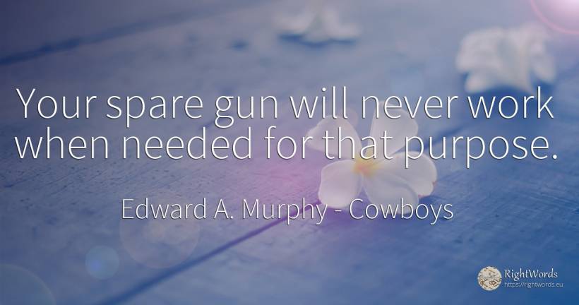 Your spare gun will never work when needed for that purpose. - Edward A. Murphy, quote about cowboys, purpose, work