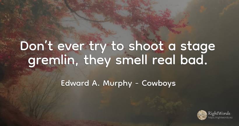 Don’t ever try to shoot a stage gremlin, they smell real... - Edward A. Murphy, quote about cowboys, bad luck, real estate, bad