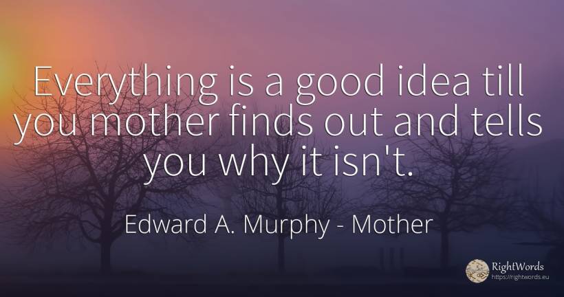 Everything is a good idea till you mother finds out and... - Edward A. Murphy, quote about mother, idea, good, good luck