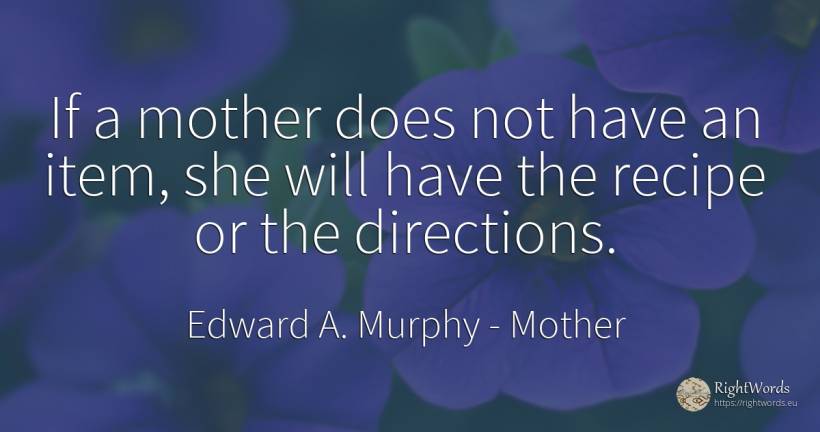 If a mother does not have an item, she will have the... - Edward A. Murphy, quote about mother