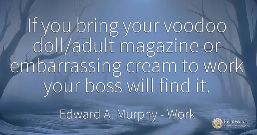 If you bring your voodoo doll/adult magazine or... - Edward A. Murphy, quote about heads, work