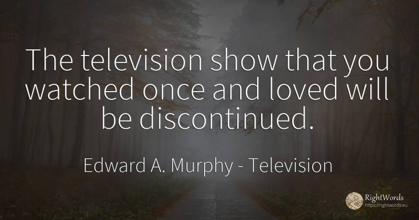 The television show that you watched once and loved will... - Edward A. Murphy, quote about television