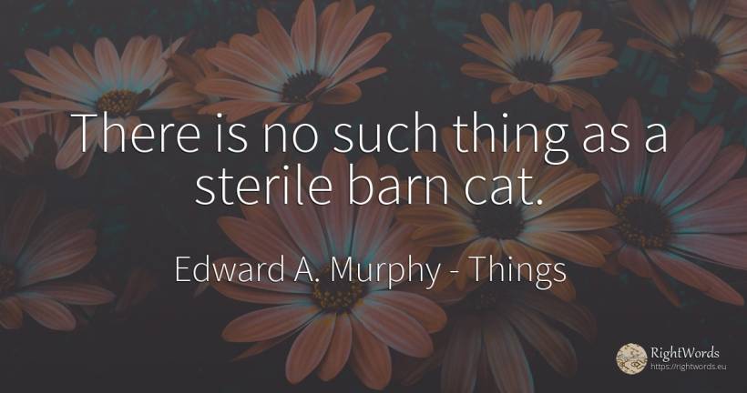 There is no such thing as a sterile barn cat. - Edward A. Murphy, quote about things