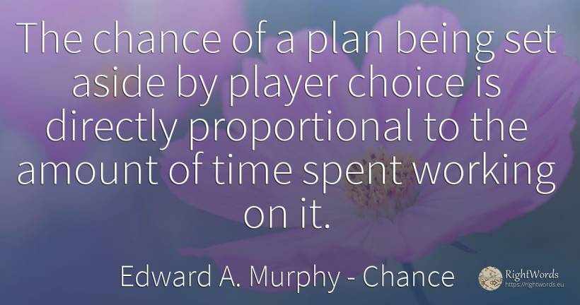 The chance of a plan being set aside by player choice is... - Edward A. Murphy, quote about chance, being, time