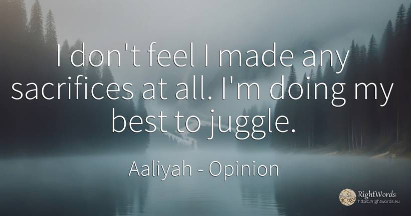 I don't feel I made any sacrifices at all. I'm doing my... - Aaliyah, quote about opinion