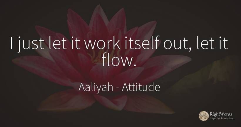 I just let it work itself out, let it flow. - Aaliyah, quote about attitude, work