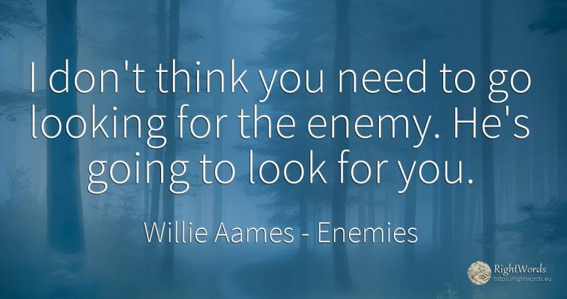 I don't think you need to go looking for the enemy. He's... - Willie Aames, quote about enemies, need