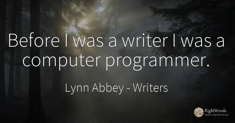 Before I was a writer I was a computer programmer. - Lynn Abbey, quote about writers
