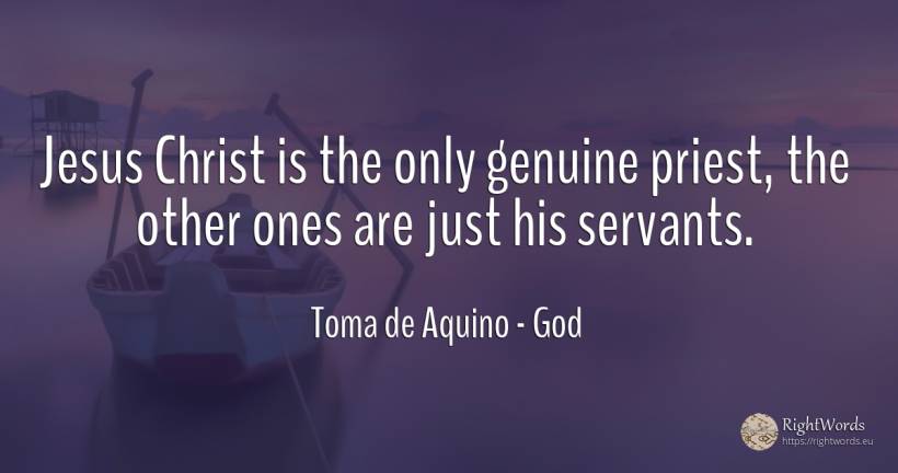 Jesus Christ is the only genuine priest, the other ones... - Toma de Aquino, quote about god
