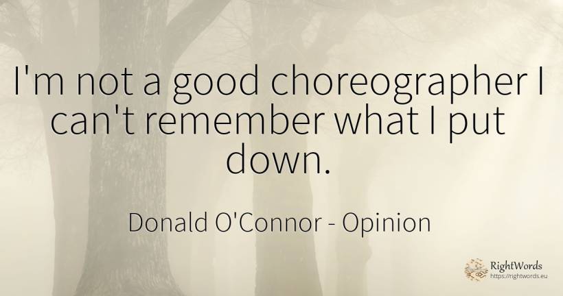 I'm not a good choreographer I can't remember what I put... - Donald O'Connor, quote about opinion, good, good luck