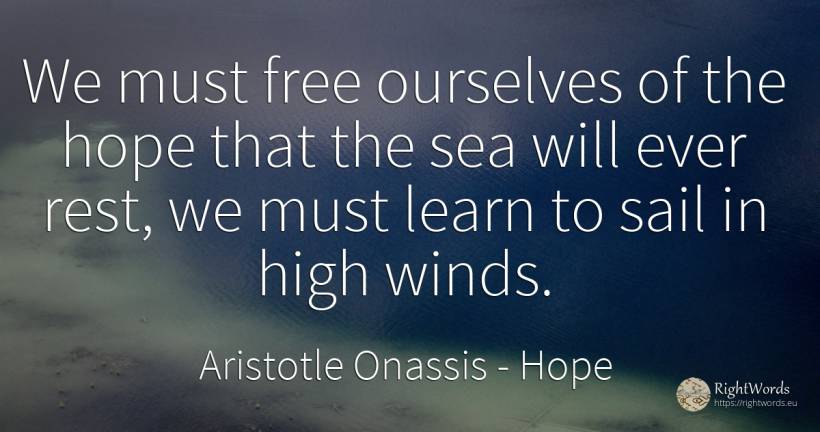 We must free ourselves of the hope that the sea will ever... - Aristotle Onassis (Aristotle Sokratis Onassis), quote about hope