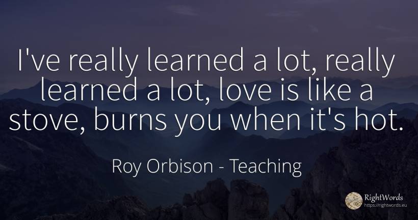 I've really learned a lot, really learned a lot, love is... - Roy Orbison, quote about teaching, love