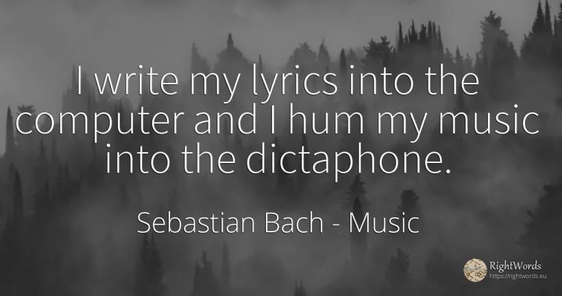 I write my lyrics into the computer and I hum my music... - Sebastian Bach, quote about music