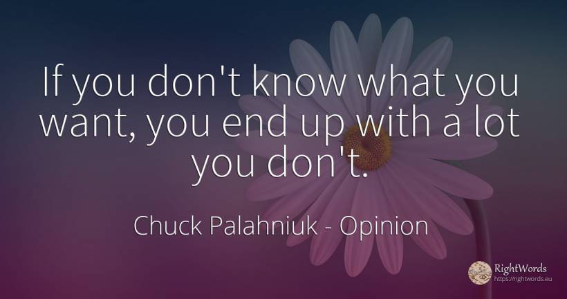 If you don't know what you want, you end up with a lot... - Chuck Palahniuk, quote about opinion, end