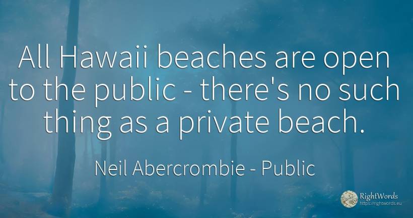 All Hawaii beaches are open to the public - there's no... - Neil Abercrombie, quote about public, things