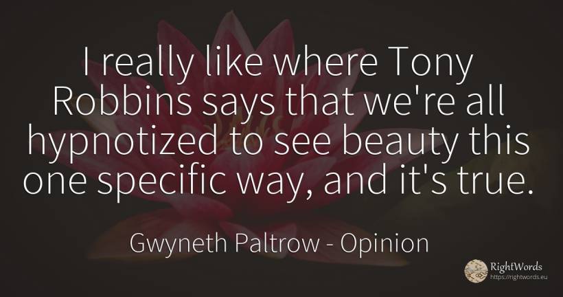 I really like where Tony Robbins says that we're all... - Gwyneth Paltrow, quote about opinion, beauty